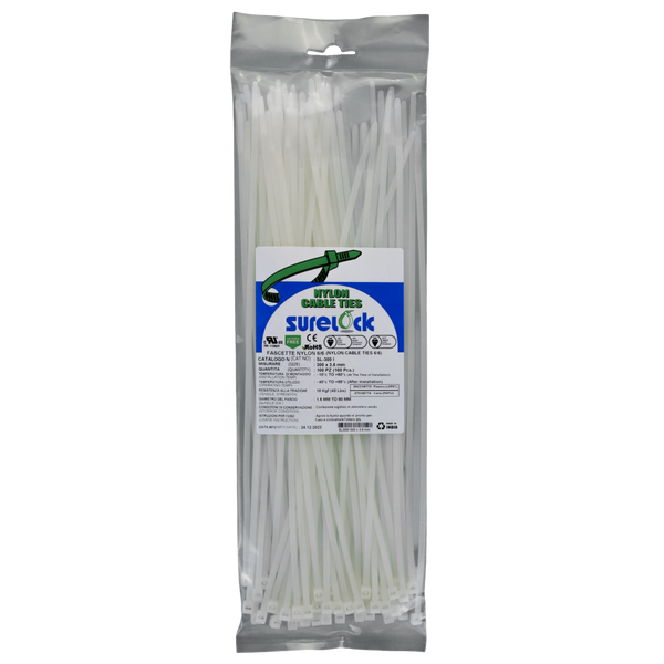 Fascette Bianche Nylon 66 300x3.6mm (100Pz) - Fissaggio Sicuro, Resistenza 18kg, Organizzazione Cavi e Progetti DIY