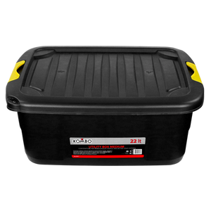 Cassetta Contenitore Attrezzi Kombo 22L in Polipropilene con Coperchio e Chiusura. Box Organizer per Interni ed Esterni, Resistente a Gelo e Pioggia, con Foro Lucchetto.