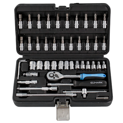Kit 46 Pezzi Chiave a Cricchetto Kombo Acciaio CR-V - Set Utensili Completo per Fai da Te, Auto e Officina